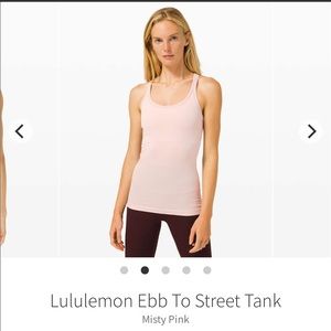 EUC Lululemon Ebb to Street Tank in Misty Pink